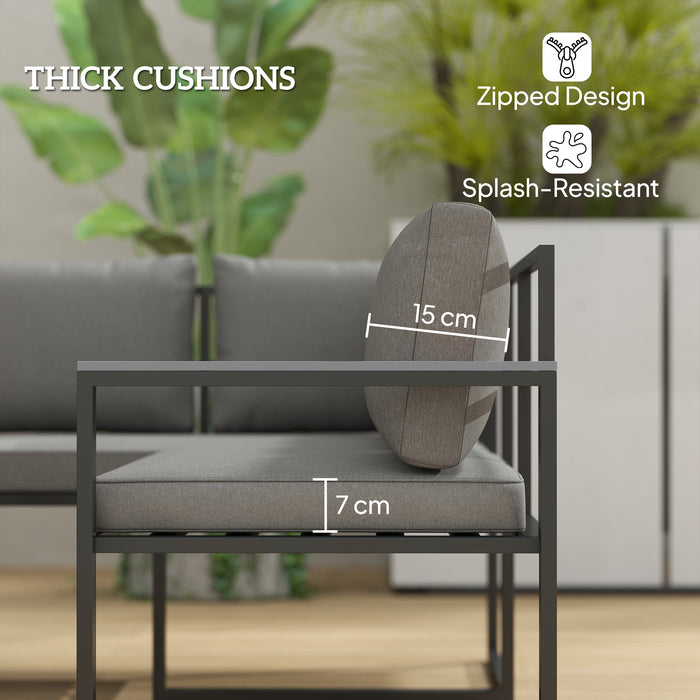 Outsunny Six Piece L Shaped Garden Furniture Set with 3 Loveseats - Grey