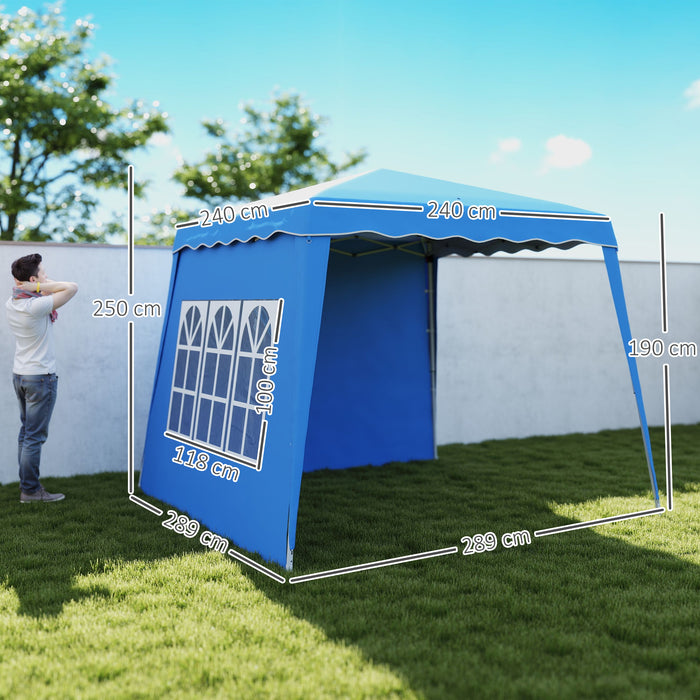 Outsunny 2.4 x 2.4m UV50+ Pop Up Gazebo - Blue