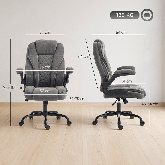 HOMCOM Office Chair, Ergonomic Desk Chair with Flip-up Armrest, Pocket Springs, Swivel Wheels, Adjustable Height, Dark Grey