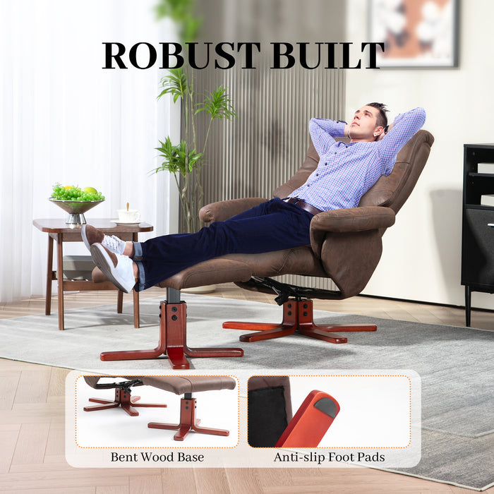 HOMCOM Faux Microfibre Leather Manual Recliner and Footstool Set - Dark Brown | Aosom UK
