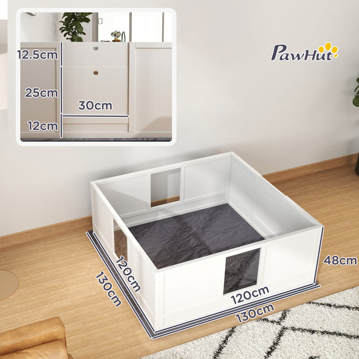 PawHut Whelping Box for Dogs with Whelping Pad, Adjustable Entrance, Non-slip Foot Pads, for Large Dogs, 124 x 120cm