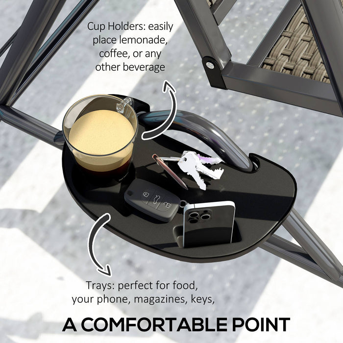 Outsunny 3 Seater Swing Chair, Garden Swing Seat Bench with Adjustable Canopy, Rattan Seat and Steel Frame for Patio, Yard, Grey