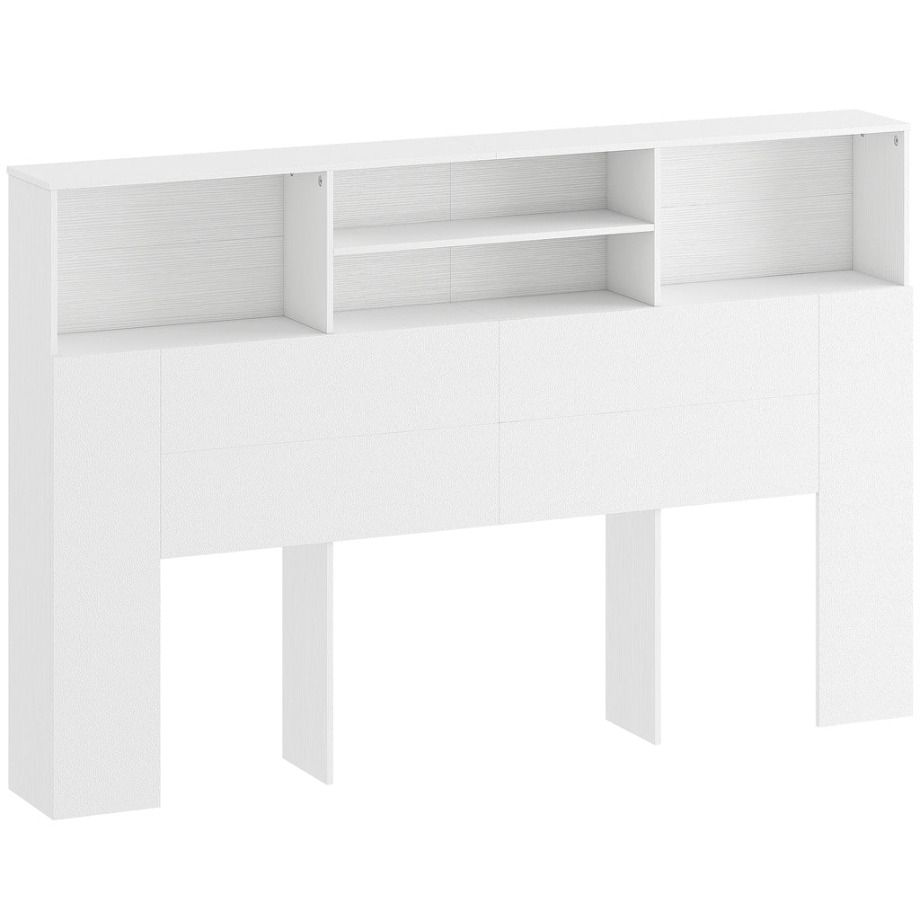 HOMCOM King-Size Headboard with Storage, Freestanding Bed Headboard with 4 Open Compartments for Bedroom, White