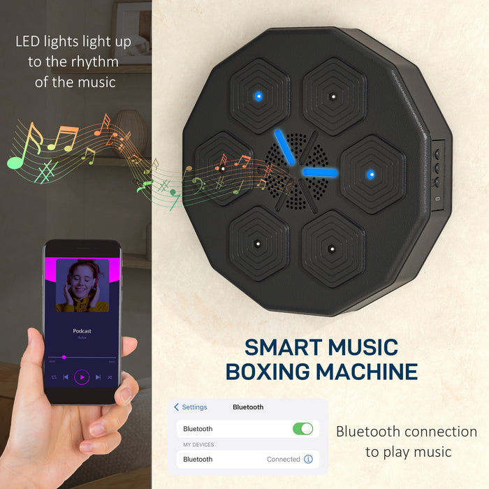 Punch Pro AudioBox - Wall-Mounted Beat Boxing Machine with Bluetooth & LED Lights - Perfect for Rhythmic Boxing Workouts