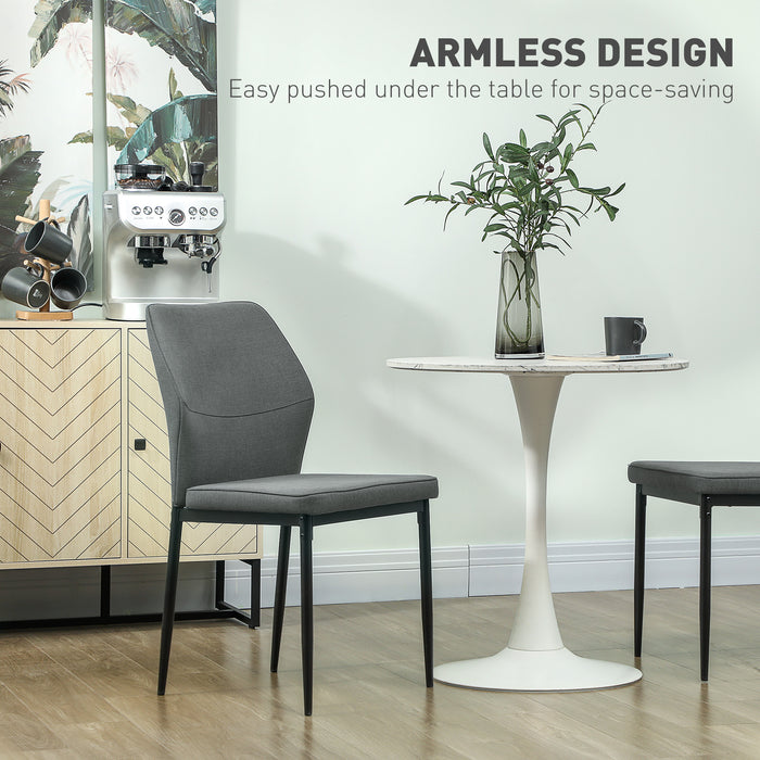 HOMCOM Velvet Dining Chairs Set of 2, Modern Upholstered Kitchen Chairs with Metal Legs, Curved Back and Padded Seat, Armless Side Chairs for Dining Room, Bedroom, Living Room, Grey
