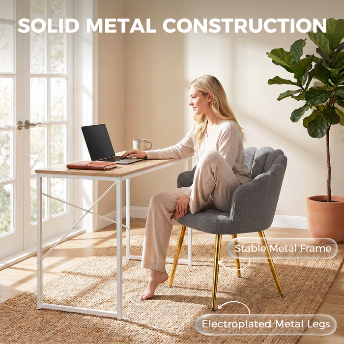 HOMCOM Lounge Chair Petal-Back Armchair Metal Metal Legs for Living Room Bedroom, Grey