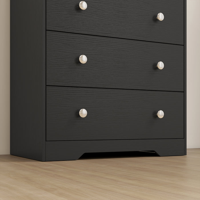 HOMCOM 4 Drawer Chest of Drawers, Modern Dresser for Bedroom, Storage Cabinet for Living Room Entryway, Black Wood Effect