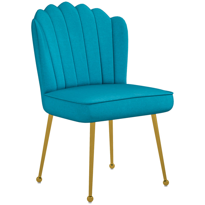 HOMCOM Velvet-Feel Shell Accent Chair - Blue | Aosom UK