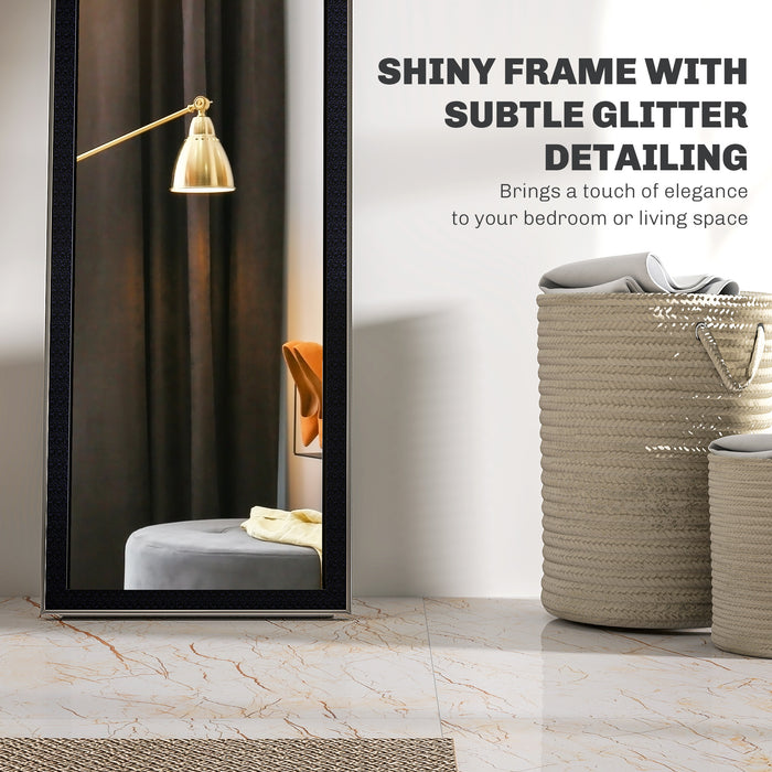 HOMCOM Full Length Mirror, 37 x 157cm Wall Mounted, Leaning, Free Standing Mirror, Framed Full Body Mirror for Living Room, Bedroom, Black