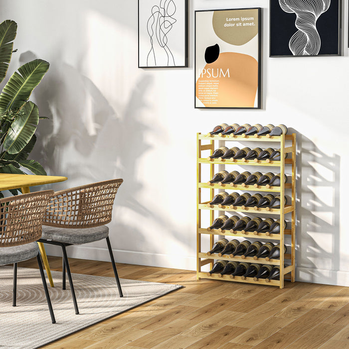 Wooden Wine Rack for 42 Bottles - Elegant Natural Finish - Ideal Storage for Wine Collectors and Home Bars