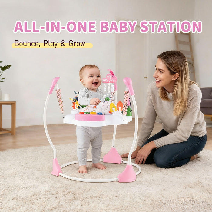 Baby Activity Center Baby Jumper and Bouncer with 6 Interactive Toys for Babies Age 6 Months +-