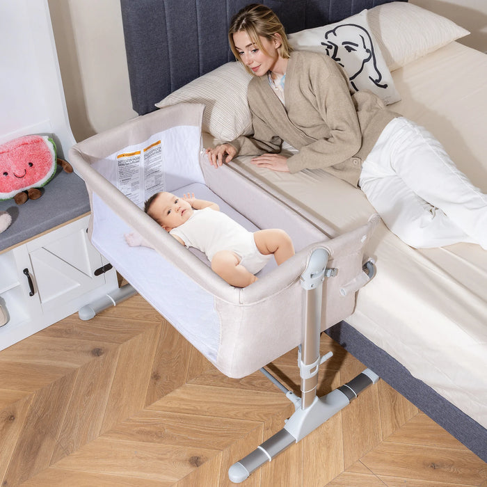 Baby Bassinet Crib Bedside Sleeper with Adjustable Height-