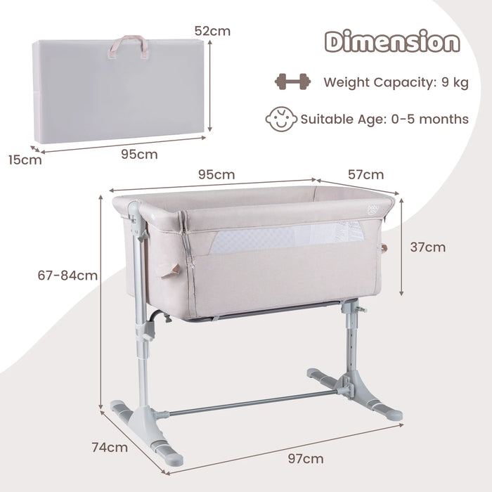 Baby Bassinet Crib Bedside Sleeper with Adjustable Height-