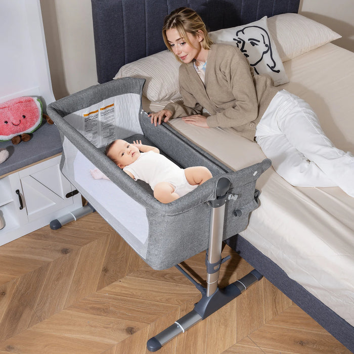 Baby Bassinet Crib Bedside Sleeper with Adjustable Height-