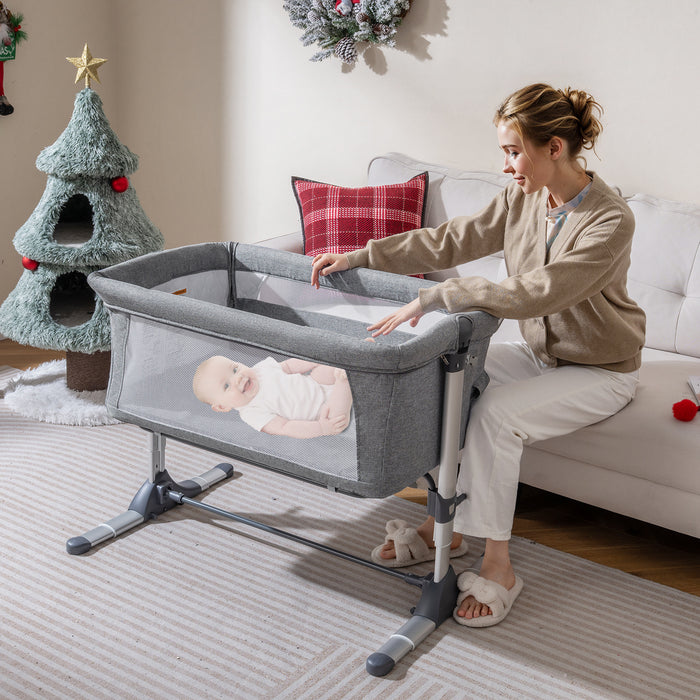 Baby Bassinet Crib Bedside Sleeper with Adjustable Height-