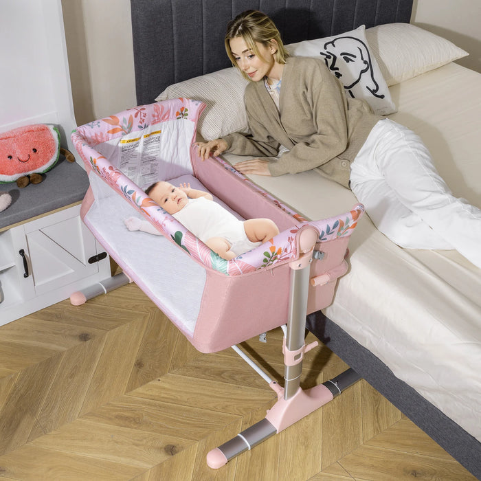 Baby Bassinet Crib Bedside Sleeper with Adjustable Height-