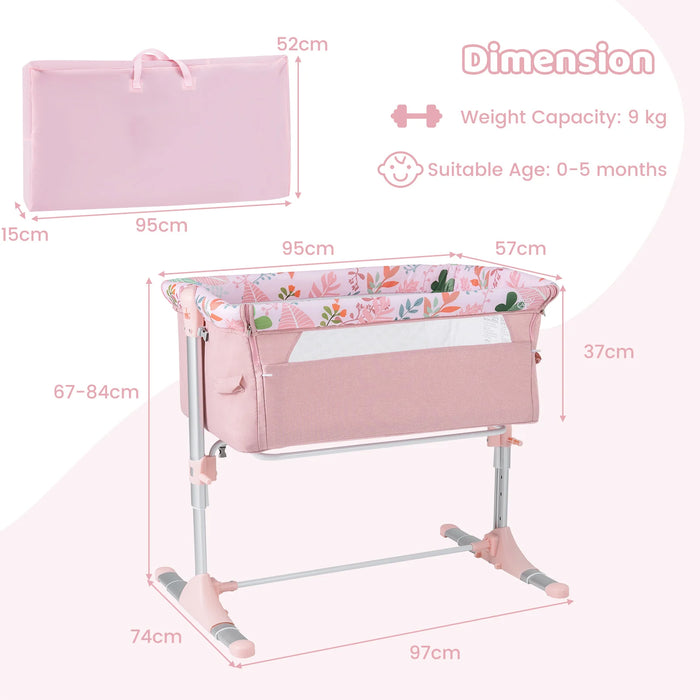 Baby Bassinet Crib Bedside Sleeper with Adjustable Height-
