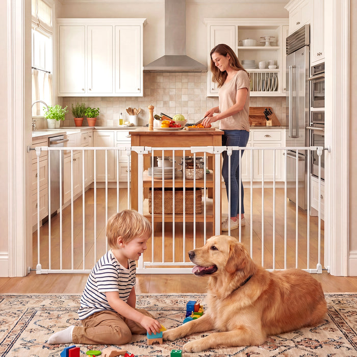 Baby Gate for Stairs Doorways 3-Panel Hardware-Mounted Safety Pet Gate-