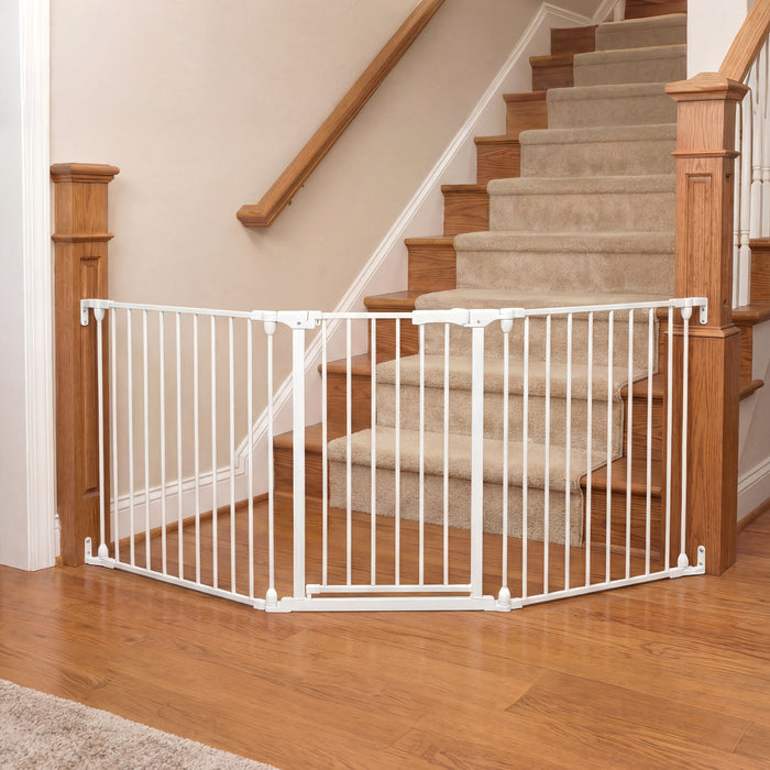 Baby Gate for Stairs Doorways 3-Panel Hardware-Mounted Safety Pet Gate-