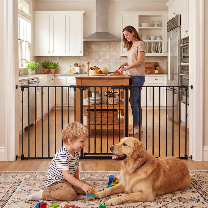Baby Gate for Stairs Doorways 3-Panel Hardware-Mounted Safety Pet Gate-