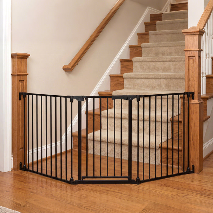 Baby Gate for Stairs Doorways 3-Panel Hardware-Mounted Safety Pet Gate-