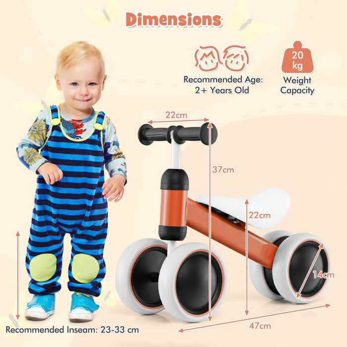 No Pedal Baby 4 Wheels Balance Bike with Non-slip Handlerbar-Pink