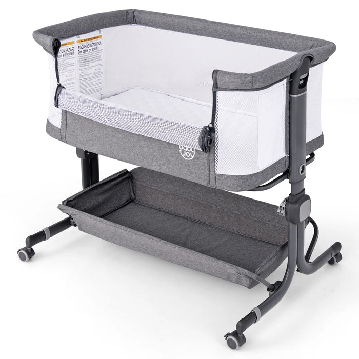 Baby Bassinet Bedside Sleeper with 6-Level Adjustable Height and Storage Shelf-