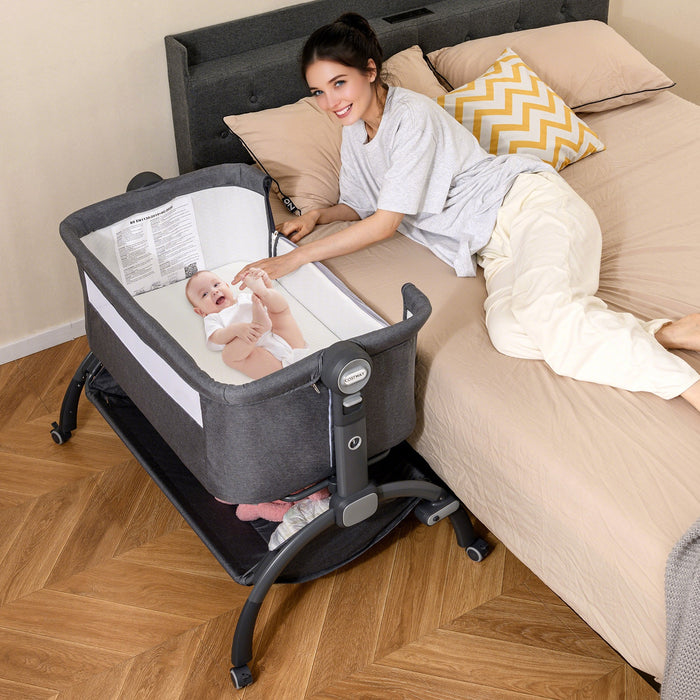 Baby Bassinet Bedside Sleeper with 7-Height Adjustment for Newborns-