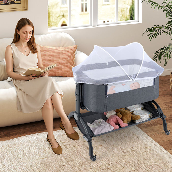 Baby Bassinet Bedside Sleeper with 7-Height Adjustment for Newborns-