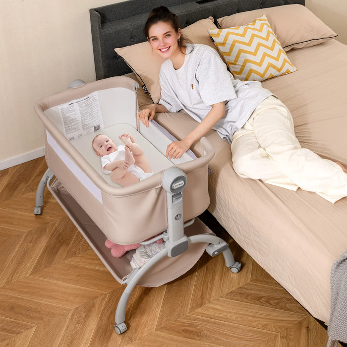 Baby Bassinet Bedside Sleeper with 7-Height Adjustment for Newborns-