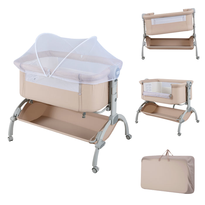 Baby Bassinet Bedside Sleeper with 7-Height Adjustment for Newborns-