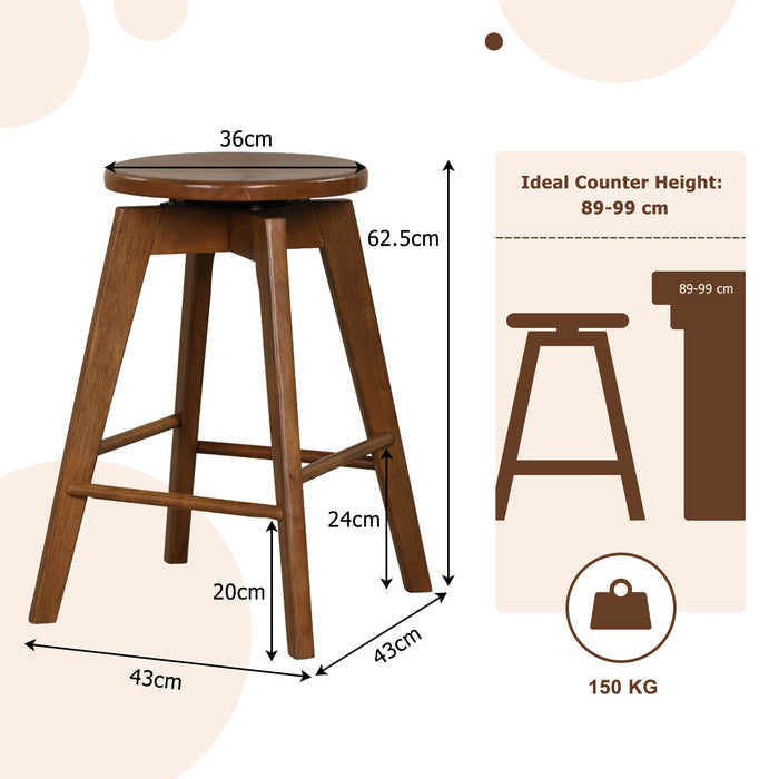 Backless Bar Stool Set of 4 360° Swivel Counter Height Bar Chairs