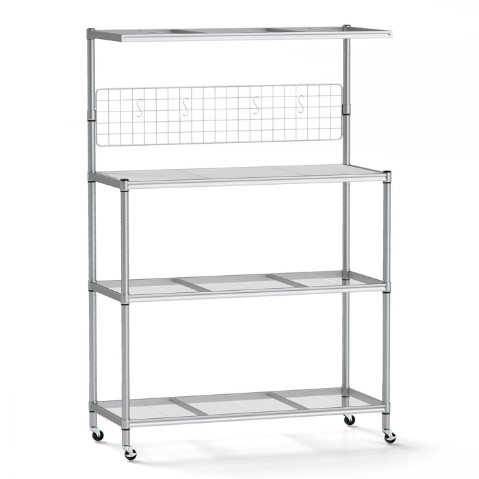 Bakers Rack on Wheels with Adjustable Shelves and Shelf Liner-