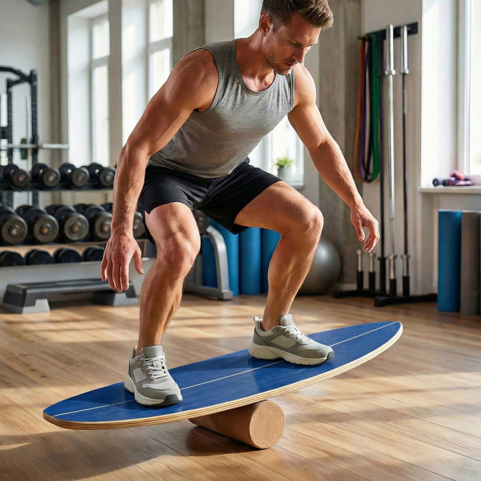 Balance Board Trainer for Adults Wooden Balancing Board with Cork Roller and Storage Rack to Exercise-