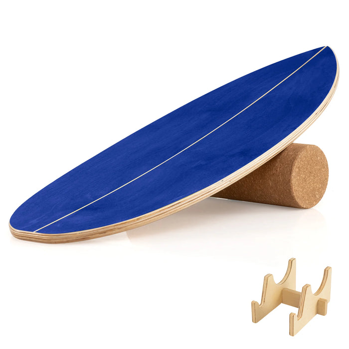 Balance Board Trainer for Adults Wooden Balancing Board with Cork Roller and Storage Rack to Exercise-
