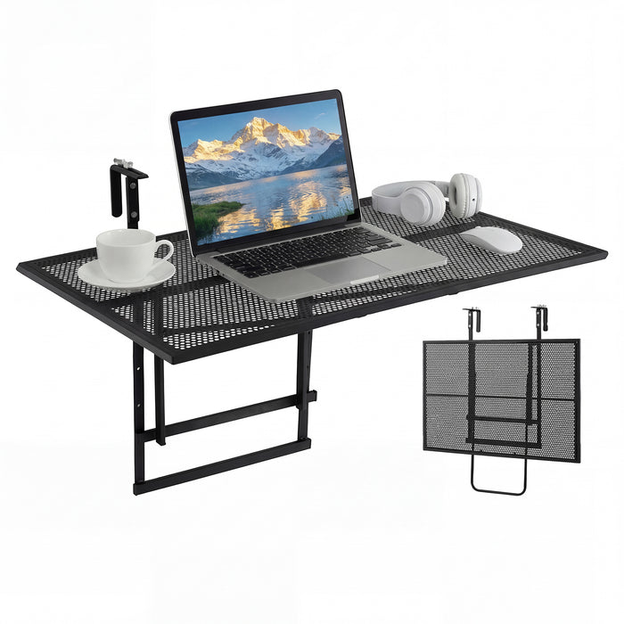 Balcony Railing Table Large Metal Folding Bar Table with Adjustable Height