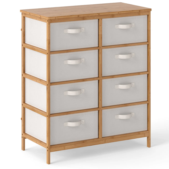 Bamboo Storage Tower with Foldable Fabric Drawers and Top Shelf-