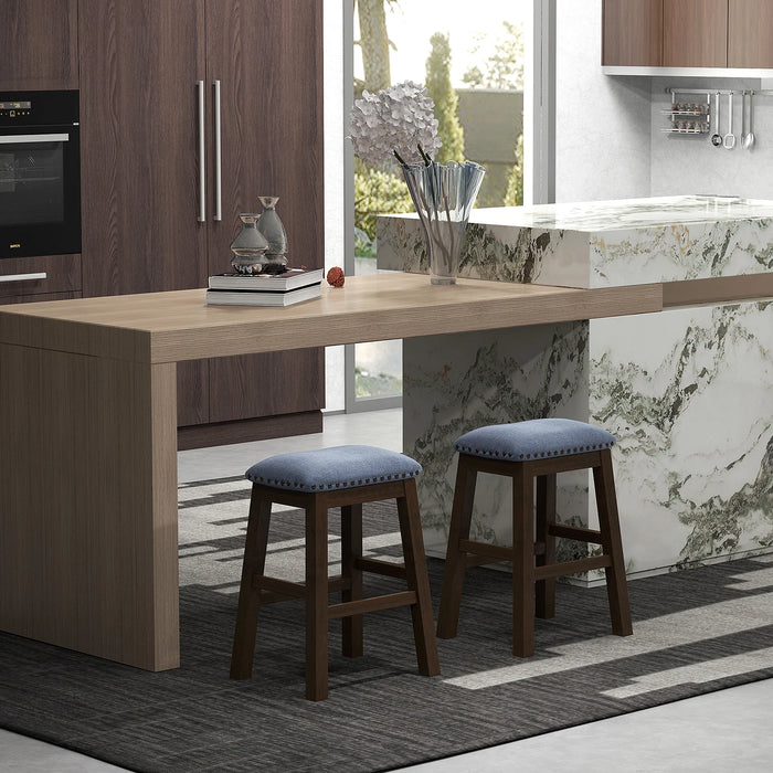 Bar Stool Set of 4 with Padded Seat and Rubber Wood Legs-Brown