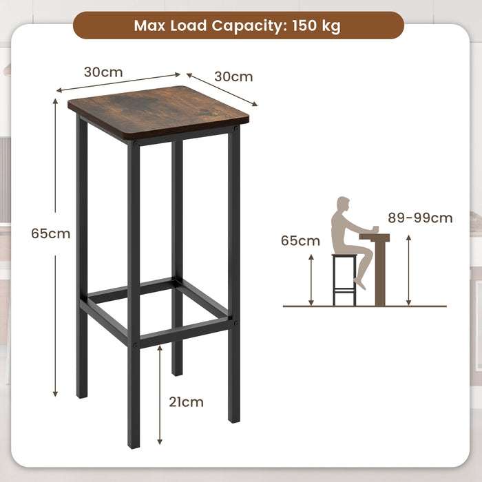 Set of 4 Bar Stool Set with Metal Legs and Footrest-
