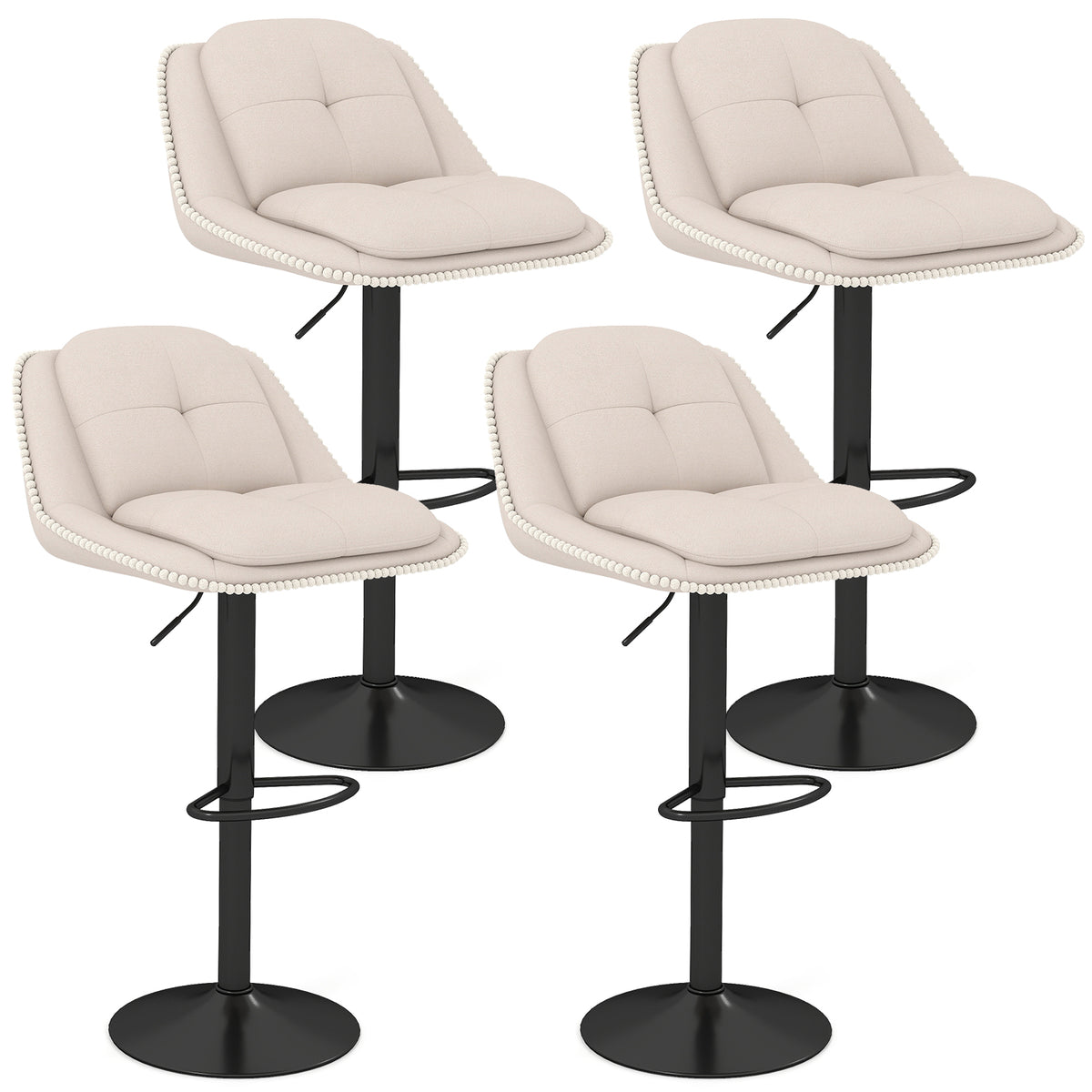 Bar Stools Set of 4 Modern Adjustable Chenille Upholstered Barstools-