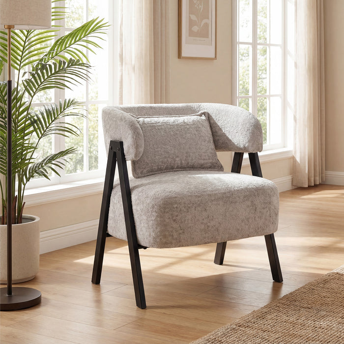 Barrel Accent Chair Upholstered Armchair with Lumbar Pillow-
