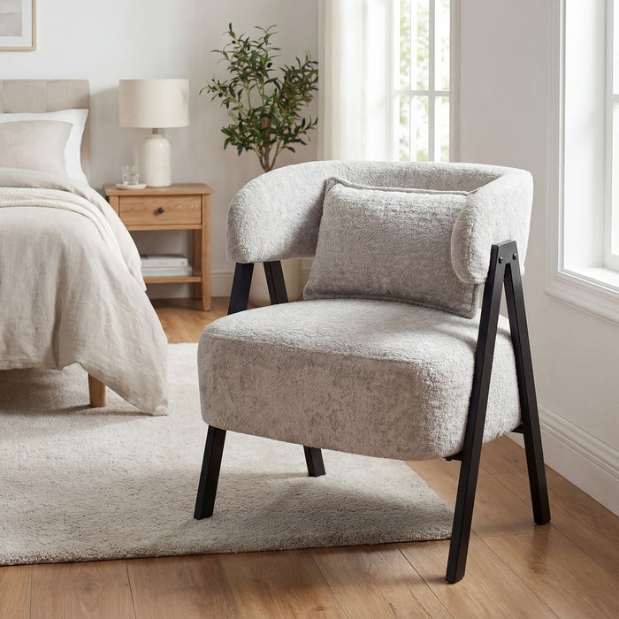 Barrel Accent Chair Upholstered Armchair with Lumbar Pillow-