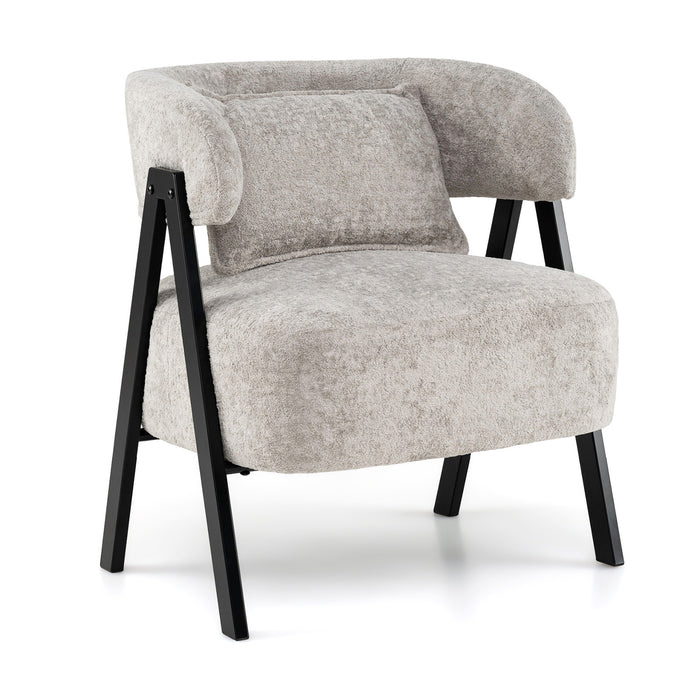 Barrel Accent Chair Upholstered Armchair with Lumbar Pillow-