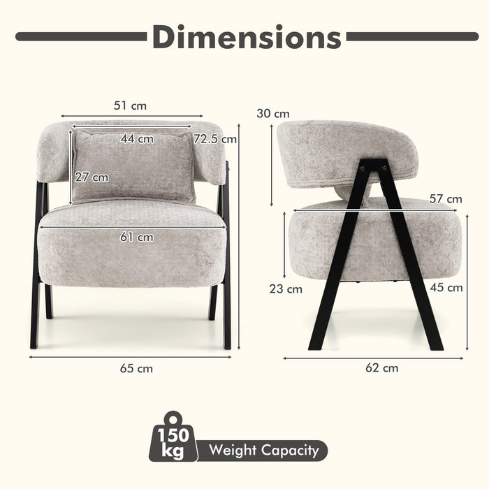 Barrel Accent Chair Upholstered Armchair with Lumbar Pillow-