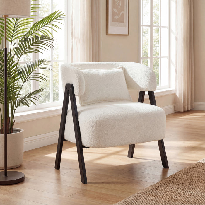 Barrel Accent Chair Upholstered Armchair with Lumbar Pillow-