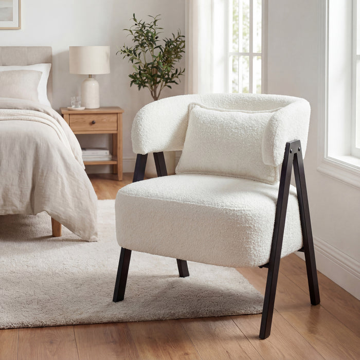 Barrel Accent Chair Upholstered Armchair with Lumbar Pillow-