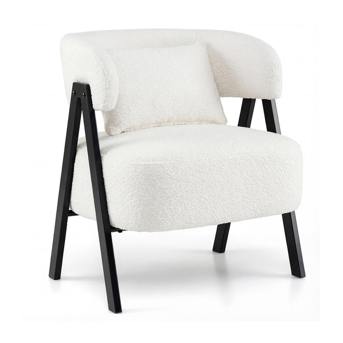 Barrel Accent Chair Upholstered Armchair with Lumbar Pillow-