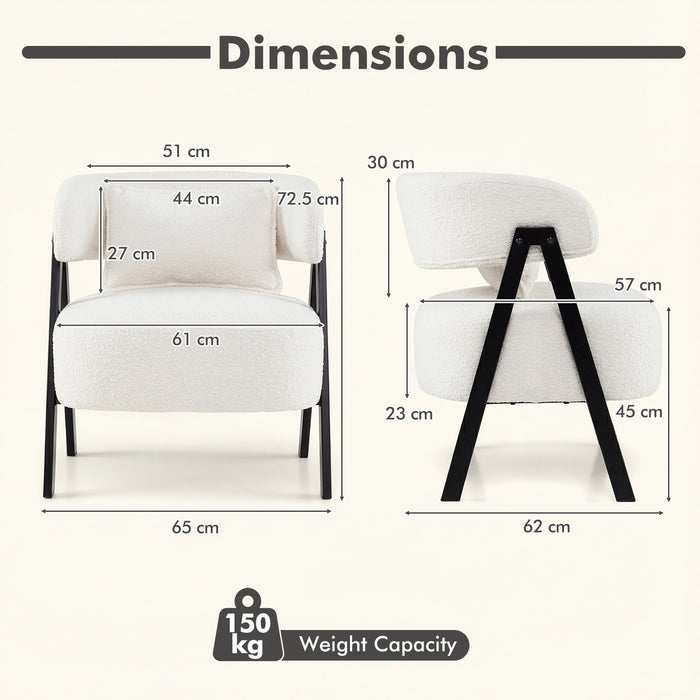 Barrel Accent Chair Upholstered Armchair with Lumbar Pillow-