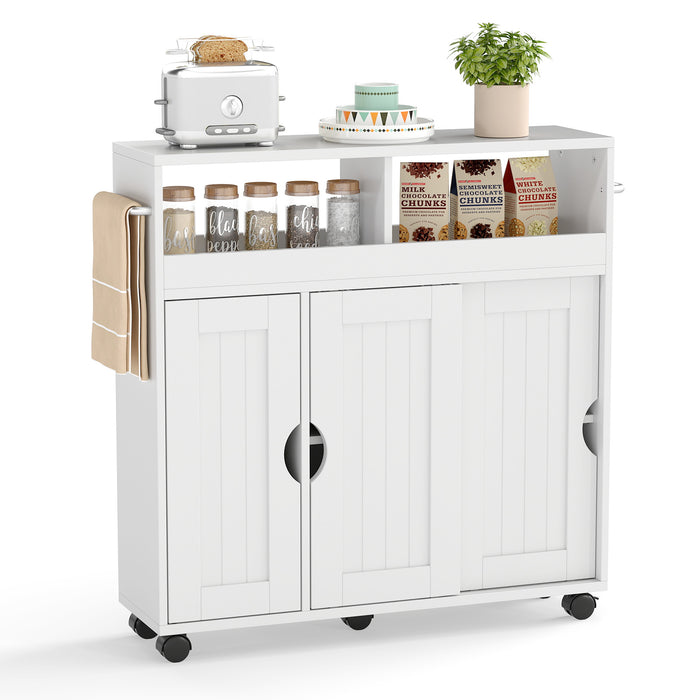 Bathroom Cabinet with Wheels Slim Side Storage Organizer with Adjustable Shelf and Towel Racks-