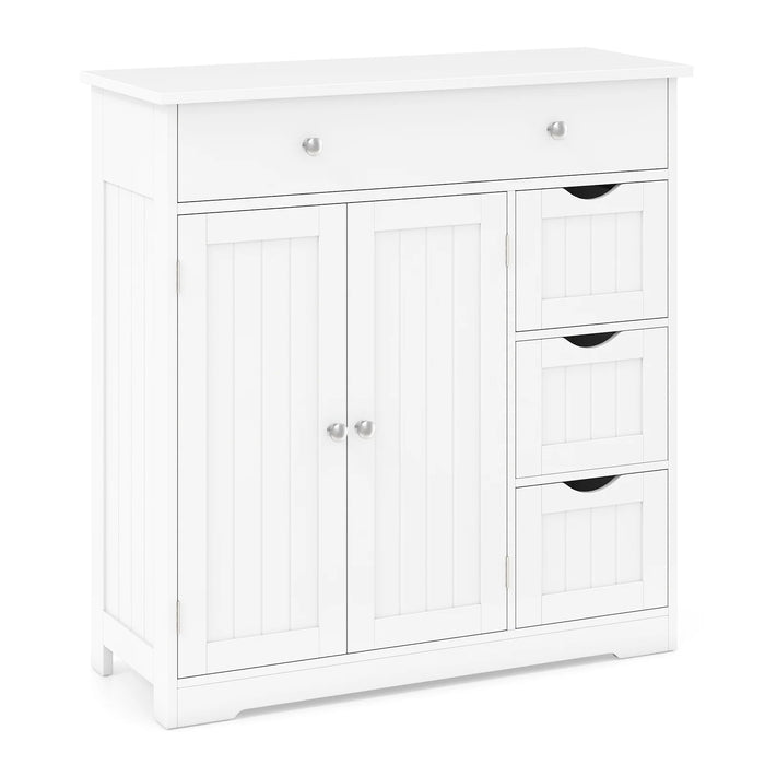 Bathroom Floor Cabinet and Large Storage Cabinet with 4 Drawers 2 Doors and Adjustable Shelf for Living Room-Black